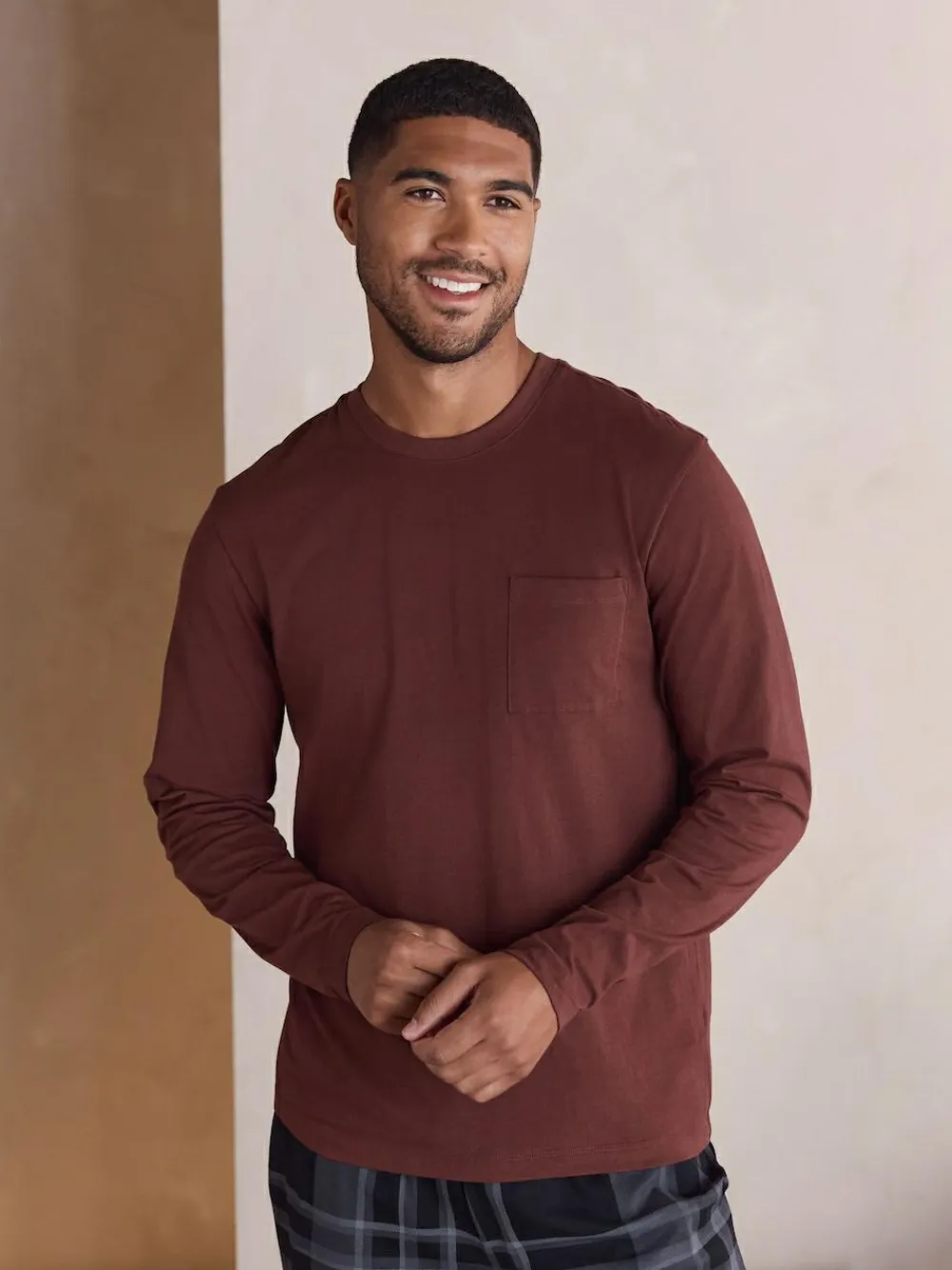 Next Neutral/Navy Check Jersey Short Sleeve Pyjamas Set 2 Pack^ Nightwear|Pyjamas