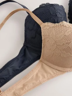 Discount Next Push Up Plunge Lace Bras 2 Pack Neutral/Navy