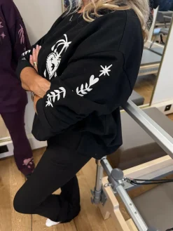 Discount Never Fully Dressed Embroidered Sweatshirt Black