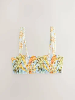 Never Fully Dressed Blue Sun Shirred Bandeau Bikini Top^Women Swimwear