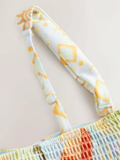 Never Fully Dressed Blue Sun Shirred Bandeau Bikini Top^Women Swimwear