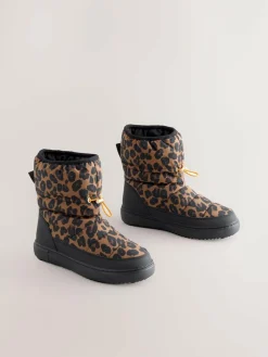 Never Fully Dressed Burgundy Leopard Nylon Padded Boots^Women Boots & Wellies|Boots