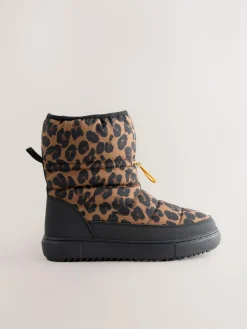 Never Fully Dressed Burgundy Leopard Nylon Padded Boots^Women Boots & Wellies|Boots