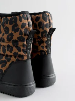 Never Fully Dressed Burgundy Leopard Nylon Padded Boots^Women Boots & Wellies|Boots