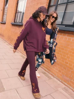 Best Never Fully Dressed Cotton Flare Leggings Burgundy Embroidered