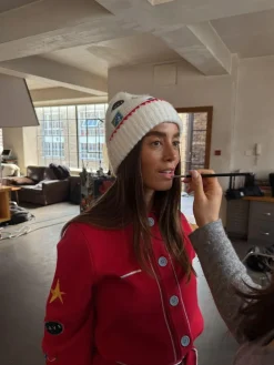 Never Fully Dressed Cream Embroidered Beanie^Women Hats|Hats, Gloves & Scarves