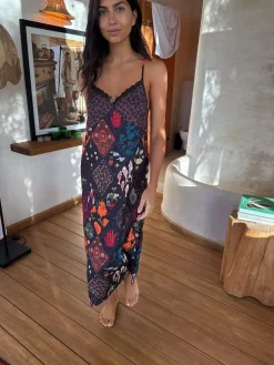 Never Fully Dressed Night Garden Satin Long Line Robe^Women All Night & Lounge|All Lingerie