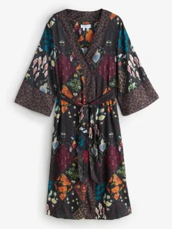 Never Fully Dressed Night Garden Satin Long Line Robe^Women Bathrobes|All Night & Lounge