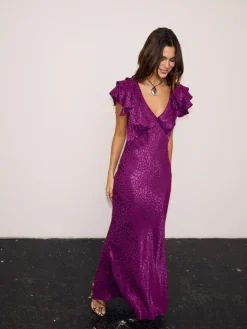 Online Never Fully Dressed Viscose Jacquard Tilda Dress Purple