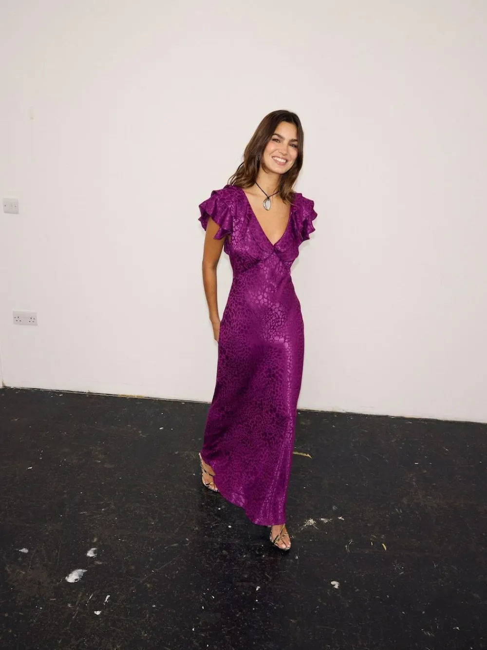 Online Never Fully Dressed Viscose Jacquard Tilda Dress Purple