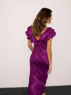 Online Never Fully Dressed Viscose Jacquard Tilda Dress Purple