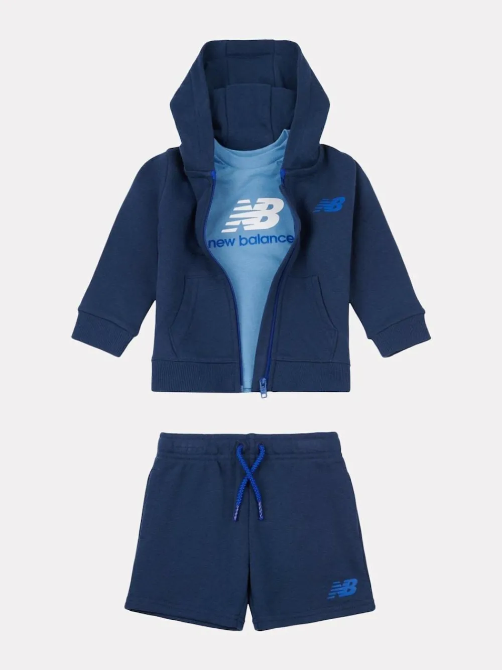 New Balance Kids Zip Thru Hoodie 100% Cotton T-Shirt & Shorts Set^ Shorts