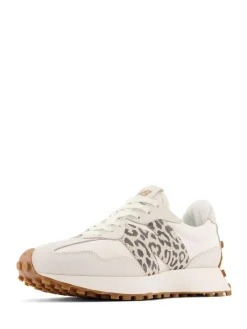 Outlet New Balance White/Leopard Print 327 Trainers