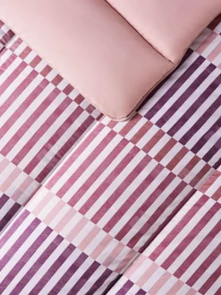 Night Lark Rosy Stripe Pink 10.5 Tog Coverless Duvet and Pillowcase Set^ Duvets & Pillows|Comforters & Pillows