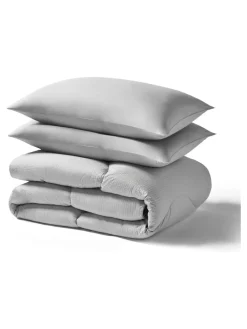 Discount Night Lark Seersucker Coverless Duvet and Pillowcase 4.5 Tog Set Nordic Mist Grey