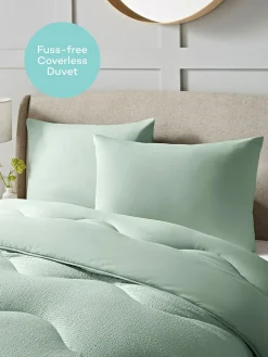 Sale Night Lark Seersucker Coverless Duvet and Pillowcase 4.5 Tog Set Meadow Green