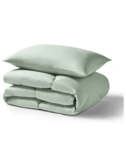 Sale Night Lark Seersucker Coverless Duvet and Pillowcase 4.5 Tog Set Meadow Green