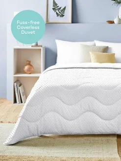 Night Lark Tufted Dot Coverless 10.5 Tog Duvet and Pillowcase Set White