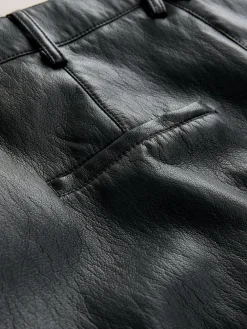 Online Nothing Ordinary Faux Leather Barrel Leg Trousers Black