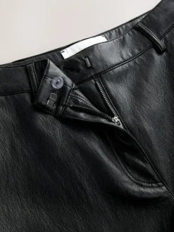 Online Nothing Ordinary Faux Leather Barrel Leg Trousers Black