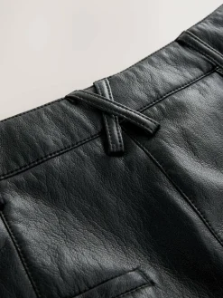 Online Nothing Ordinary Faux Leather Barrel Leg Trousers Black