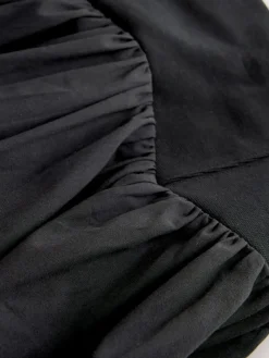 Best Nothing Ordinary Jersey Woven Mix A Line Heavyweight Cotton Midi Skirt Black