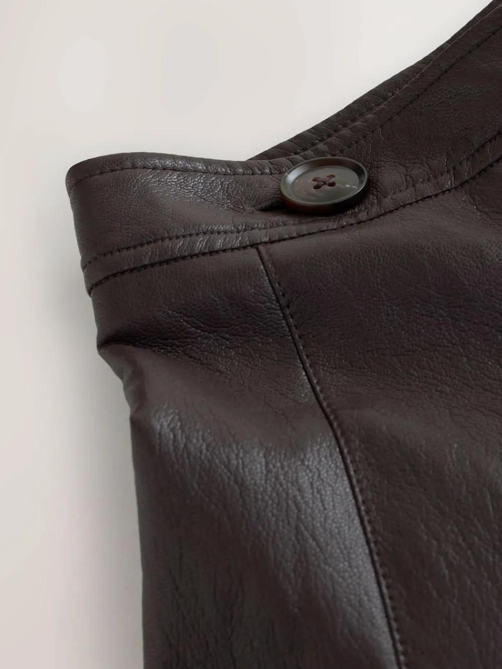 Outlet Nothing Ordinary Chocolate Brown Faux Leather Wrap Midi Kilt Skirt