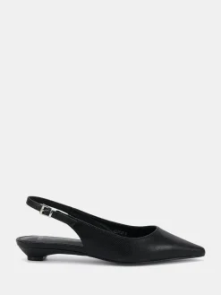 Discount Novo Clover Point Toe Low Heel Slingback Shoes Black
