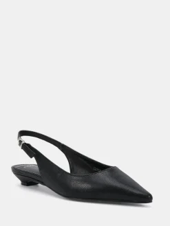 Discount Novo Clover Point Toe Low Heel Slingback Shoes Black
