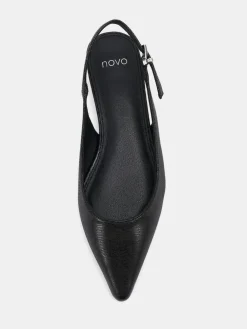 Discount Novo Clover Point Toe Low Heel Slingback Shoes Black