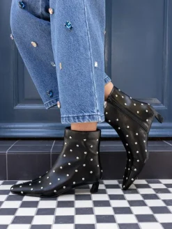 Novo Wide Fit Wide Fit Kiki Studded Low Heel Ankle Boots^Women Wide Fit & Extra Wide Fit