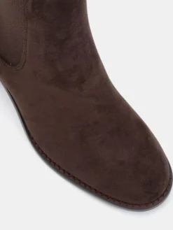 Sale Novo Wide Fit Juno Block Heel Chelsea Ankle Boots Brown