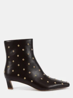 Clearance Novo Wide Fit Wide Fit Kiki Studded Low Heel Ankle Boots Brown