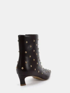 Clearance Novo Wide Fit Wide Fit Kiki Studded Low Heel Ankle Boots Brown