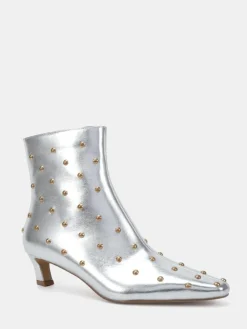 Hot Novo Wide Fit Wide Fit Kiki Studded Low Heel Ankle Boots Silver