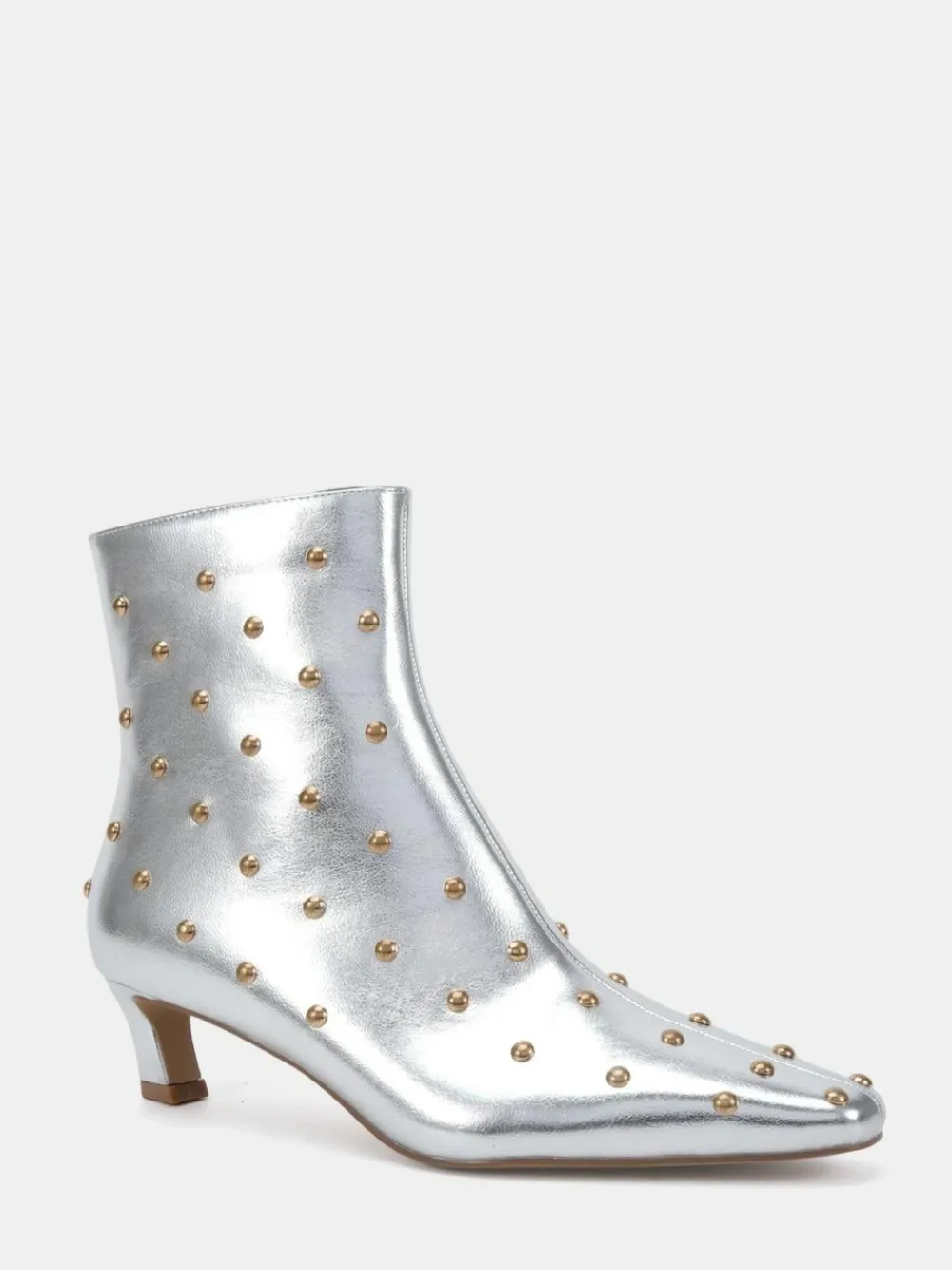 Hot Novo Wide Fit Wide Fit Kiki Studded Low Heel Ankle Boots Silver