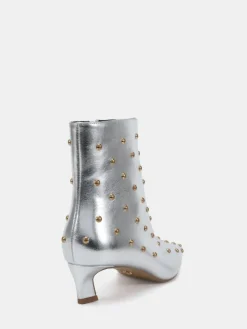 Hot Novo Wide Fit Wide Fit Kiki Studded Low Heel Ankle Boots Silver