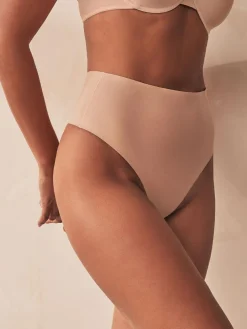 Online Next High Waist Thong Shaping Tummy Control Premium Cotton Blend Knickers Nude