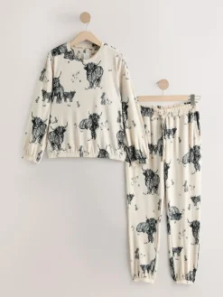 Next Oatmeal Hamish The Highland Cow Cosy Long Sleeve Pyjamas