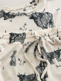 Next Oatmeal Hamish The Highland Cow Cosy Long Sleeve Pyjamas