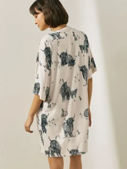 Next Oatmeal Hamish The Highland Cow Cosy Nightie^Women All Night & Lounge|Nightwear