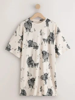 Next Oatmeal Hamish The Highland Cow Cosy Nightie^Women All Night & Lounge|Nightwear