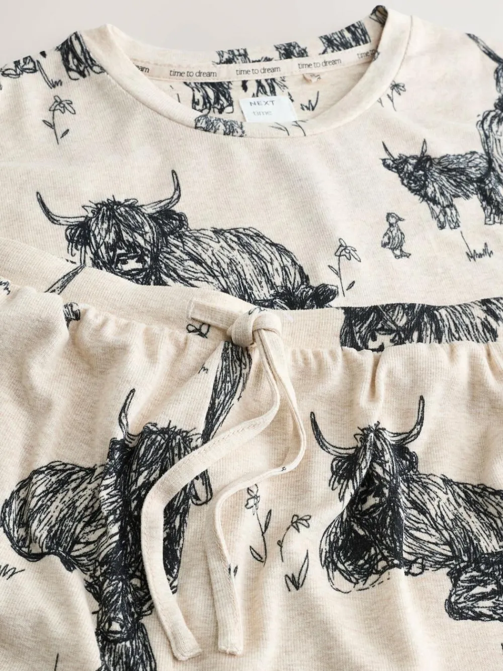 Next Oatmeal Hamish The Highland Cow Cosy Short Pyjamas Set^Women Pyjamas|All Night & Lounge