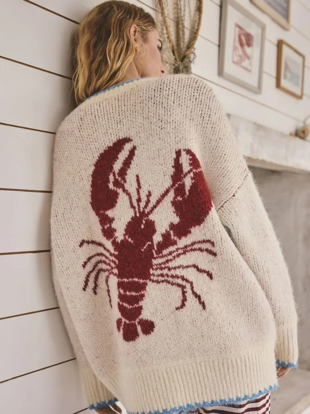 Next Oatmeal Lobster Button Cardigan