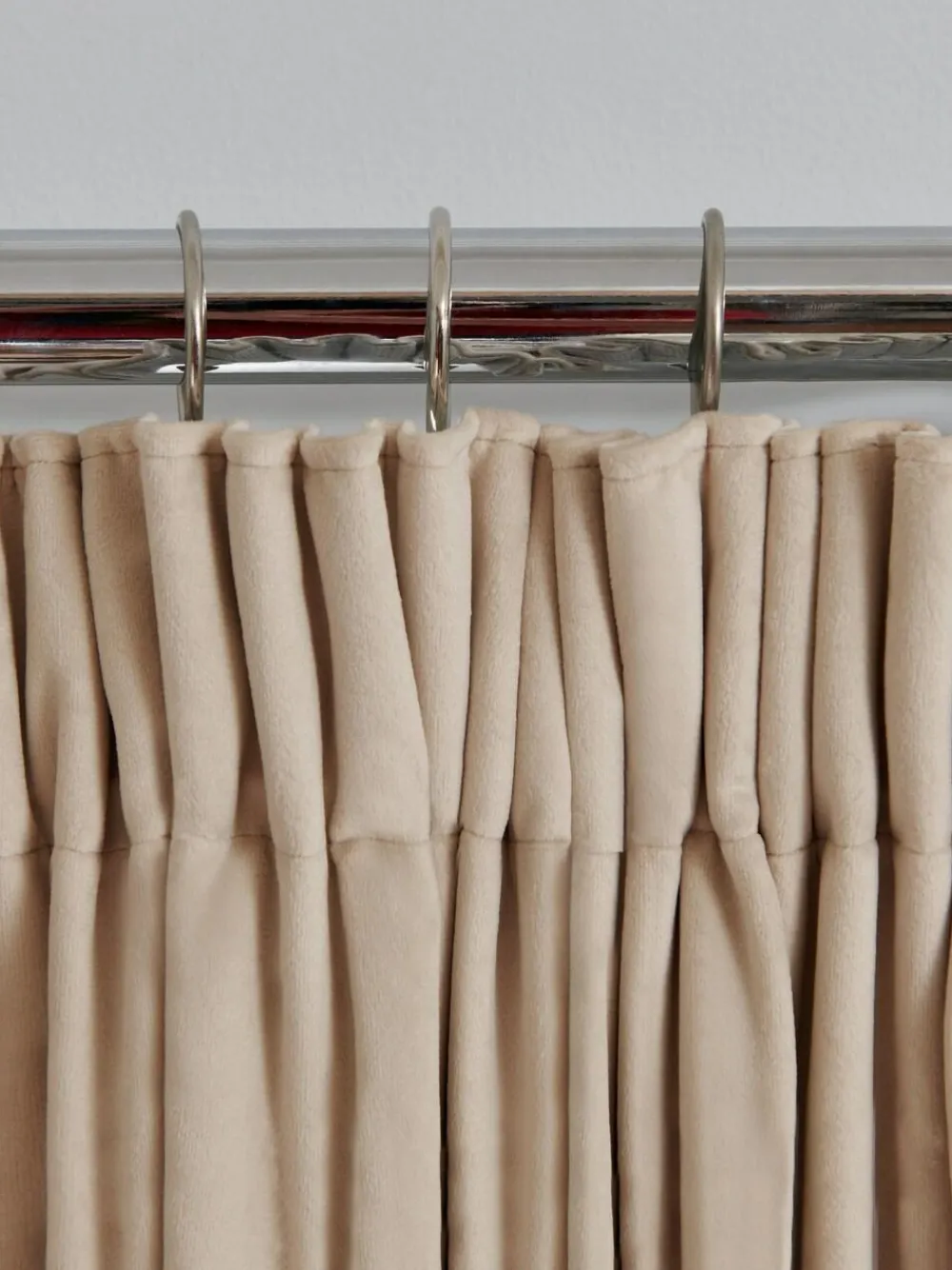 Next Oatmeal Natural Matte Velvet Pencil Pleat Blackout/Thermal Curtains^ Curtains & Blinds
