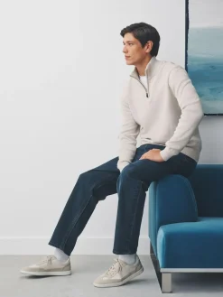 Sale Next Oatmeal Plain N.Premium Regular Fit 100% Cotton Premium Quarter Zip Jumper