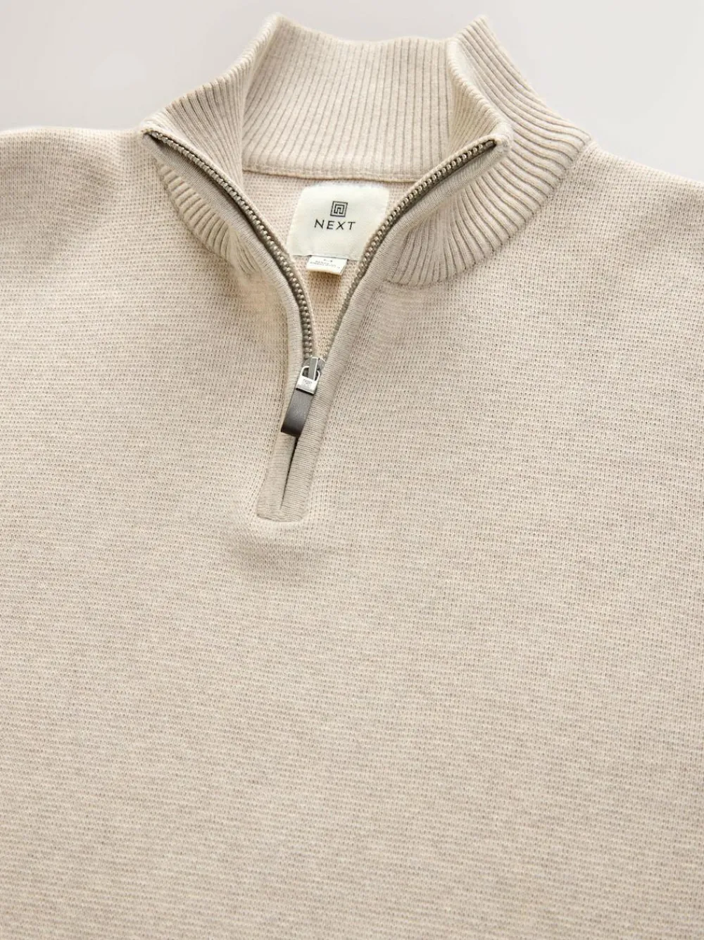 Sale Next Oatmeal Plain N.Premium Regular Fit 100% Cotton Premium Quarter Zip Jumper