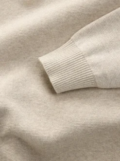 Sale Next Oatmeal Plain N.Premium Regular Fit 100% Cotton Premium Quarter Zip Jumper