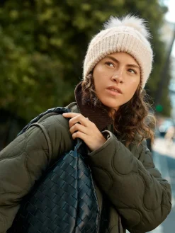 Next Oatmeal Pointelle Knit Pom Hat^Women Hats|Hats, Gloves & Scarves