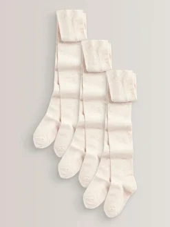 Hot Next Oatmeal Regular Length 3 Pack Cotton Rich School Tights